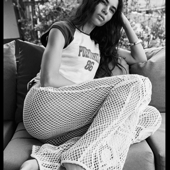 Zara Pants - ZARA Sz M WOMAN Crocheted pants Knit Oyster WHITE Blogger Favorite 100% cotton💖